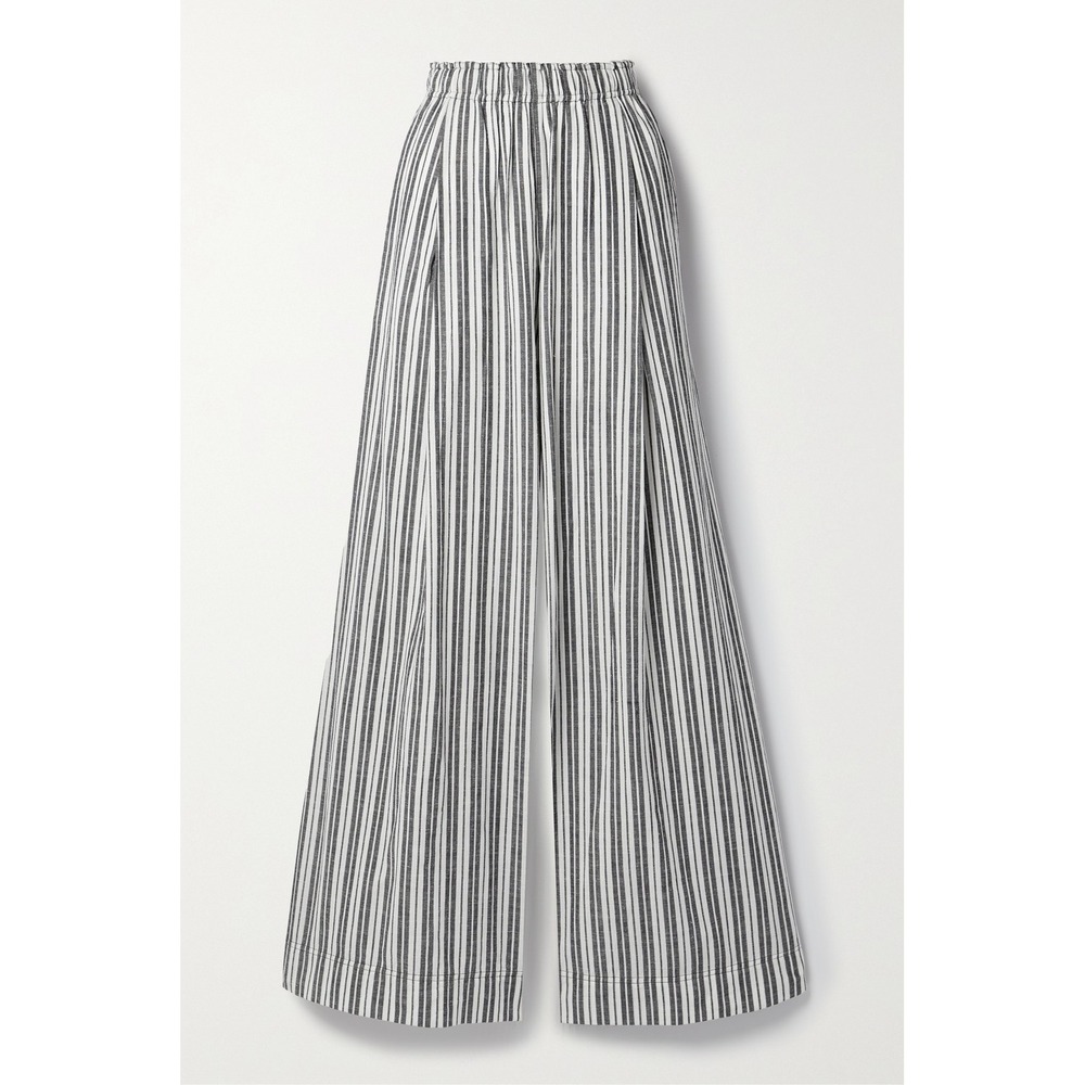 Apiece Apart Suarte Pants Womens Small Grey White Striped Cotton Linen Wide‎ Leg